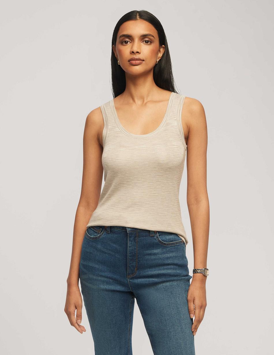 Hauts Anne Klein Space Dye Yarn Scoop Neck Tank   | QPN-2176551